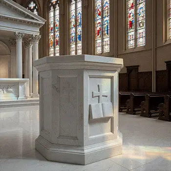 Heavy marble church ambo with book stand for Gospel reading