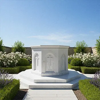 Octagonal white marble pulpit design for sanctuary