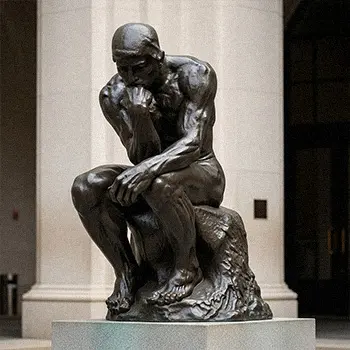 Monumental large scale bronze Thinker statue for hotel lobby or plaza