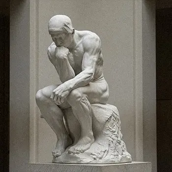 Original The Thinker statue by Rodin in a museum for scale reference
