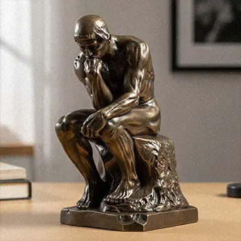 Small desktop size bronze Thinker statue for office decoration