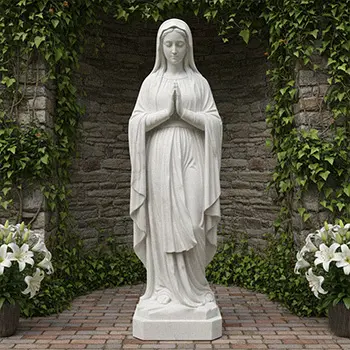 White marble Virgin Mary statue Our Lady of Lourdes