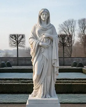 Marble Winter season statue draped in a cloak for cold weather