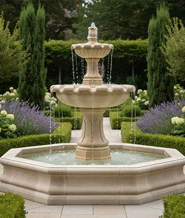 Classic 3 tier limestone garden fountain simple design