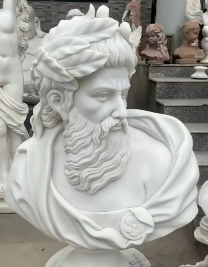 Museum-grade classical marble bust of an elderly man, crafted in premium white marble, ideal for display in high-end luxury residences.