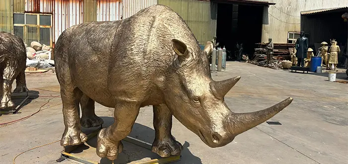 Large bronze rhinoceros sculpture