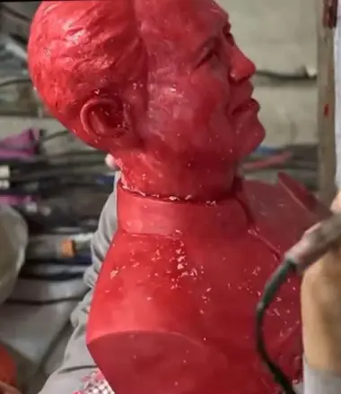 The wax film being carved