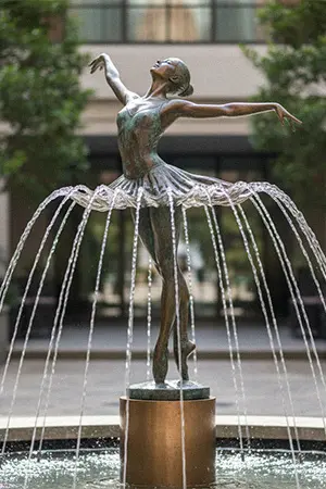 Modern bronze ballerina water fountain sculpture