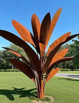 Rusty industrial corten steel geometric art