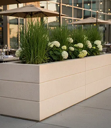 Beige limestone modern planter trough custom size