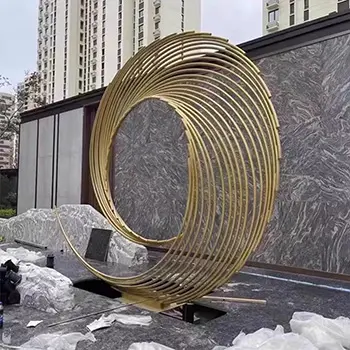 Large brass gold loop sculpture 3D design realization