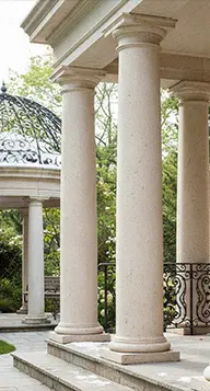 Beige stone columns for outdoor gazebo and porch