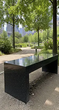 Modern black granite bench rectangular block style