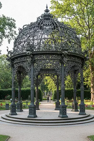 Classic European style wrought iron birdcage gazebo black metal
