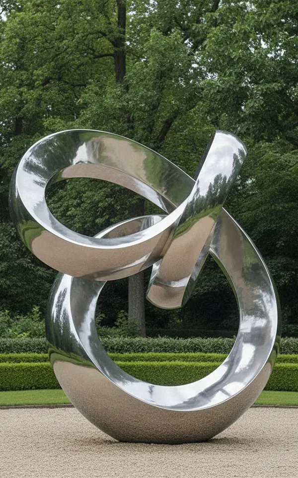 Large mirror polished stainless steel sculpture