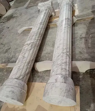 Large solid marble column shafts production process