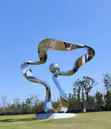 Large outdoor stainless steel abstract figure statue