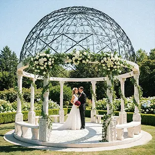 Huge outdoor white marble wedding pavilion for large ceremony
