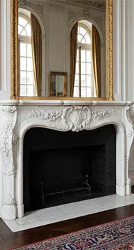 Louis XV marble fireplace mantel curved legs and floral carving