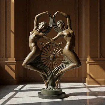 Bronze dancers sculpture geometric Art Deco style