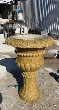 Yellow granite stone flower pot outdoor frost resistant