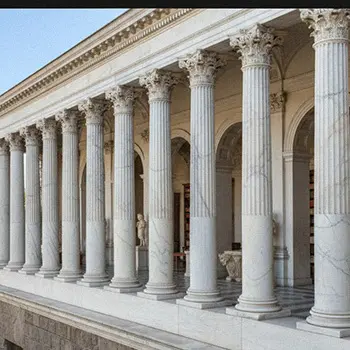 Row of white marble Roman columns and pillars colonnade