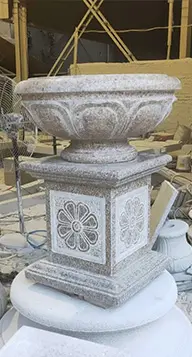 Carved yellow marble garden planter urn heavy duty