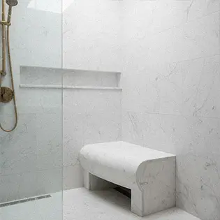 Custom built-in marble shower bench seat floating style