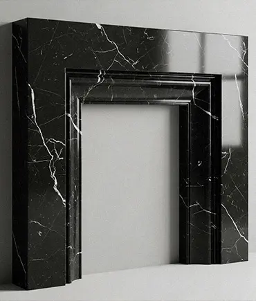 Black marble modern fireplace frame simple design