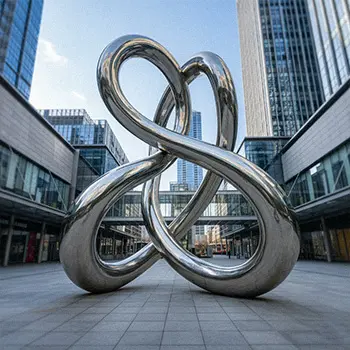 Large abstract stainless steel and corten steel sculptures for city landmarks