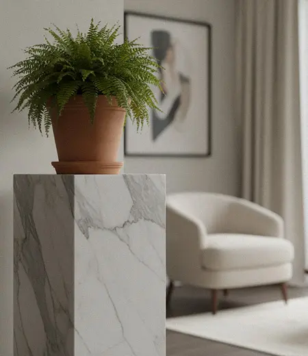 White marble pedestal column