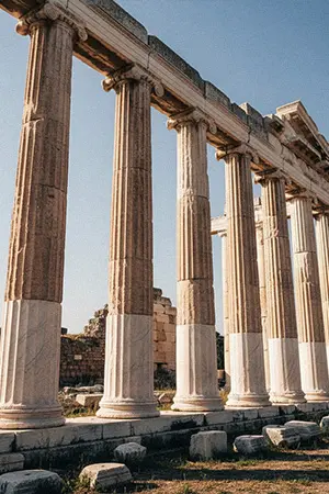 Ancient Greek marble columns standing strong after centuries