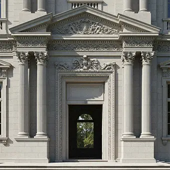 Limestone architectural door surround with columns