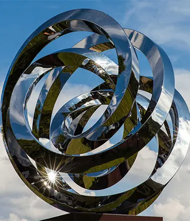 Giant mirror stainless steel ring sculpture modern roundabout art