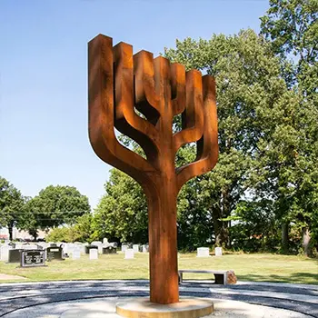 Large rusty metal abstract tree sculpture garden art