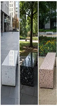 Speckled granite stone bench colorful terrazzo look