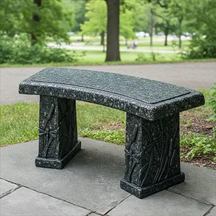 Black granite curved garden bench heavy duty outdoor furniture