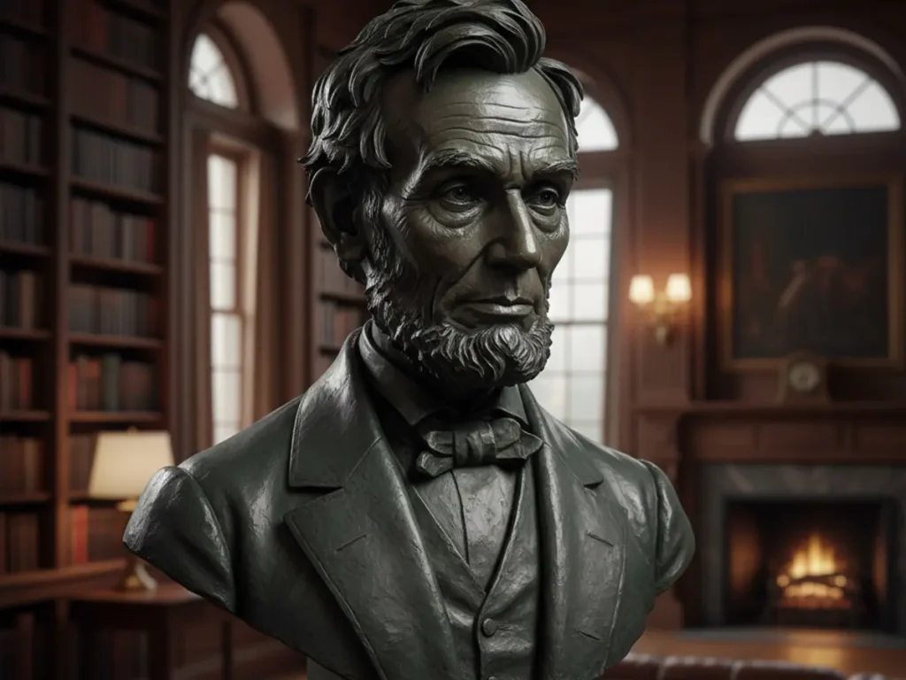 Bronze Abraham Lincoln bust statue representing leadership and authority
