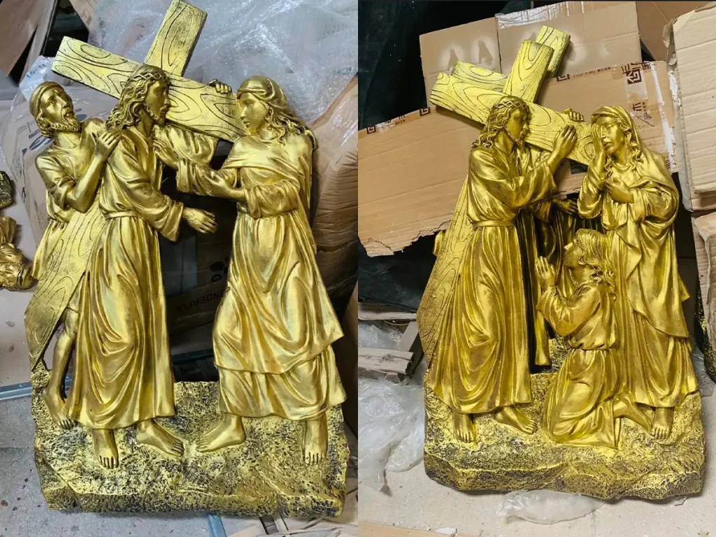 The 14 Stations of the Cross in Brass