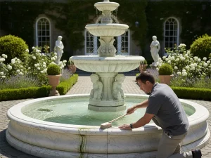 how to clean outdoor fountain marble basin algae control