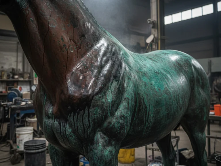 lost wax casting hot chemical patina bronze horse
