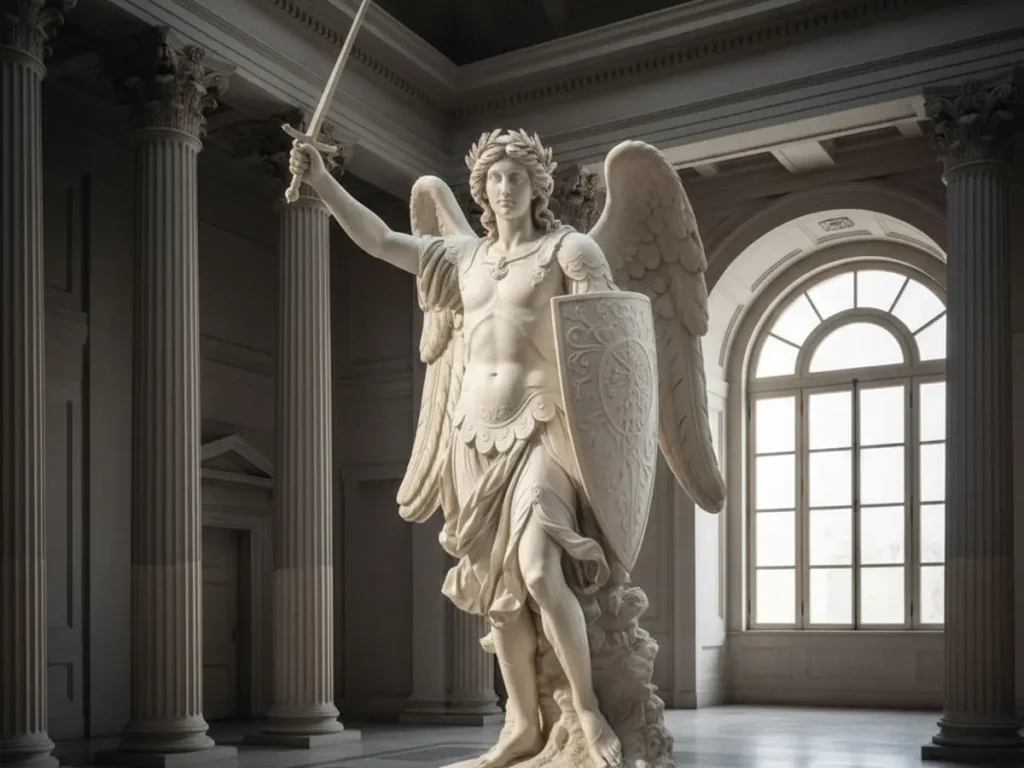 marble st michael archangel statue luxury religious art