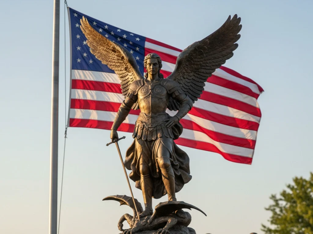 engraved st michael police statue memorial tribute gift