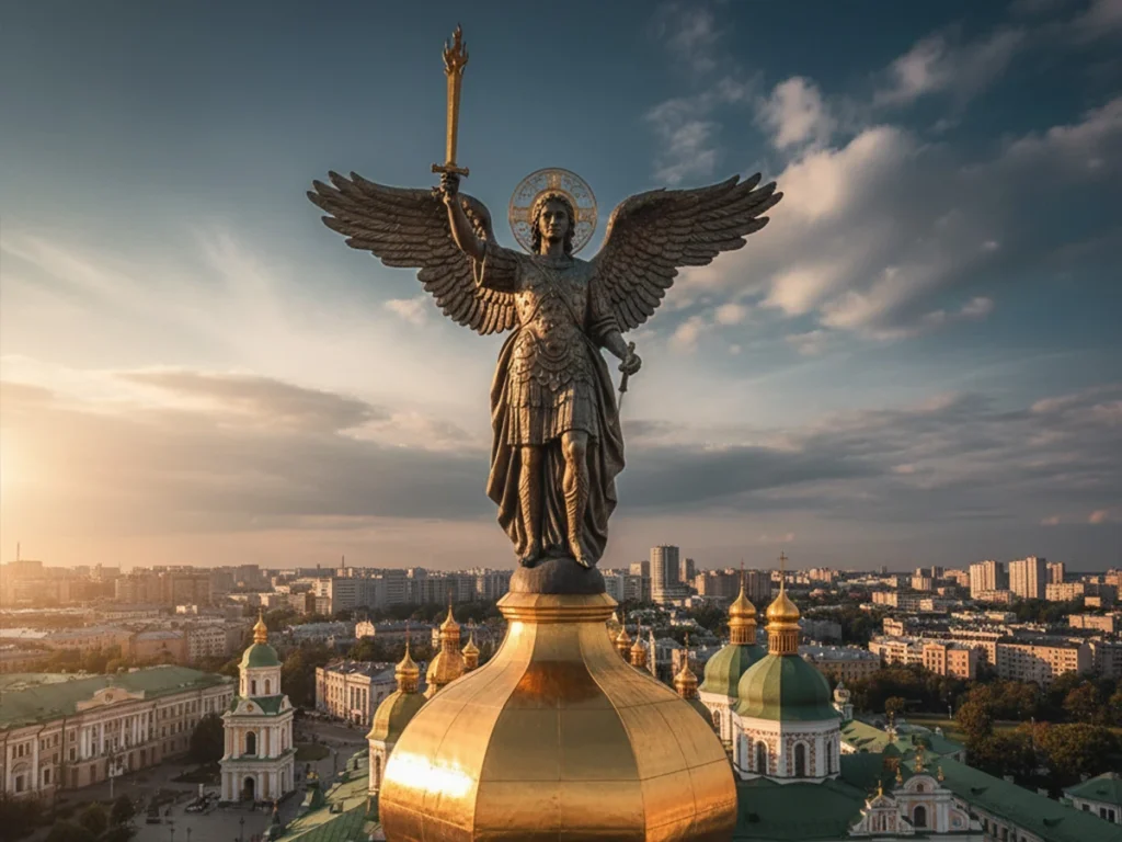 st michael statue kyiv patron protector monument