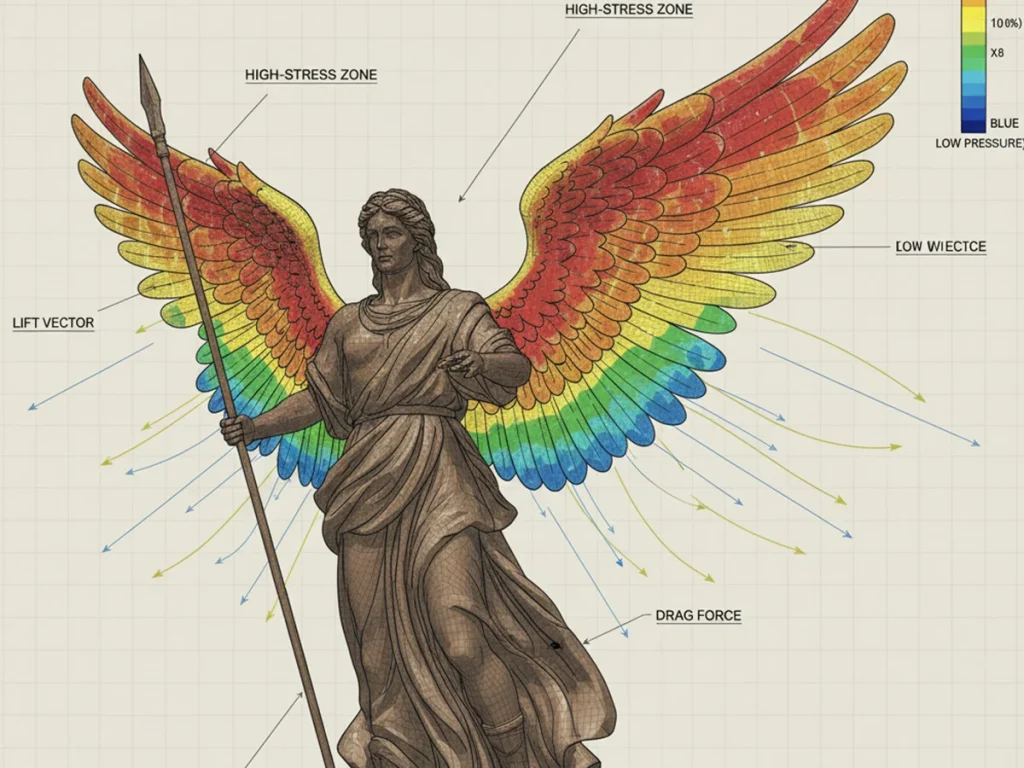 wind load engineering simulation on large St Michael statue wingspan