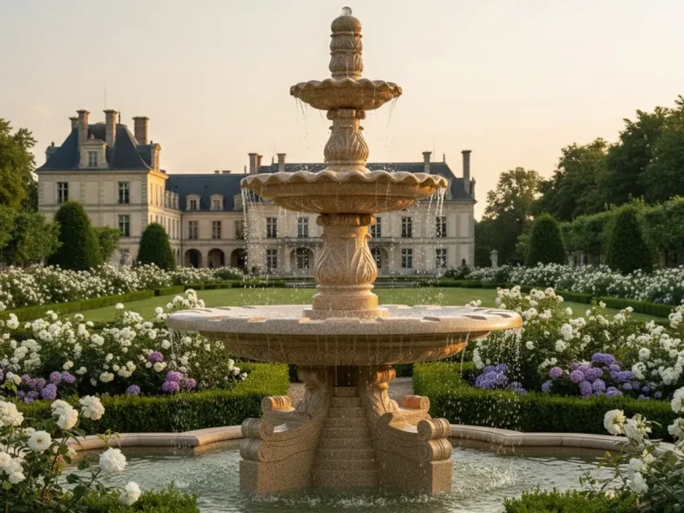 three tier white marble estate fountain circular driveway