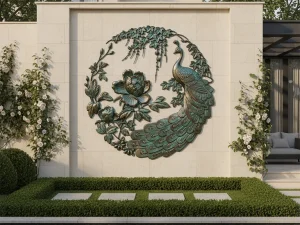 Elegant peacock wall art with flowers