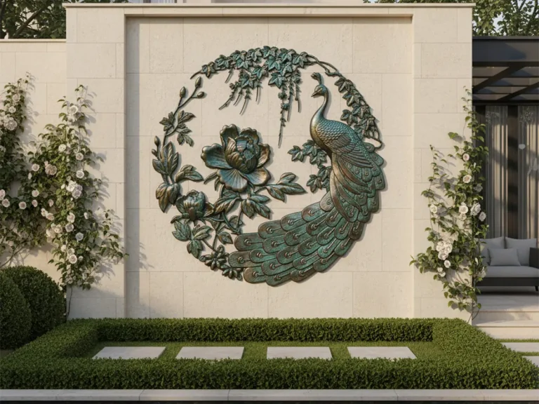 Elegant peacock wall art with flowers