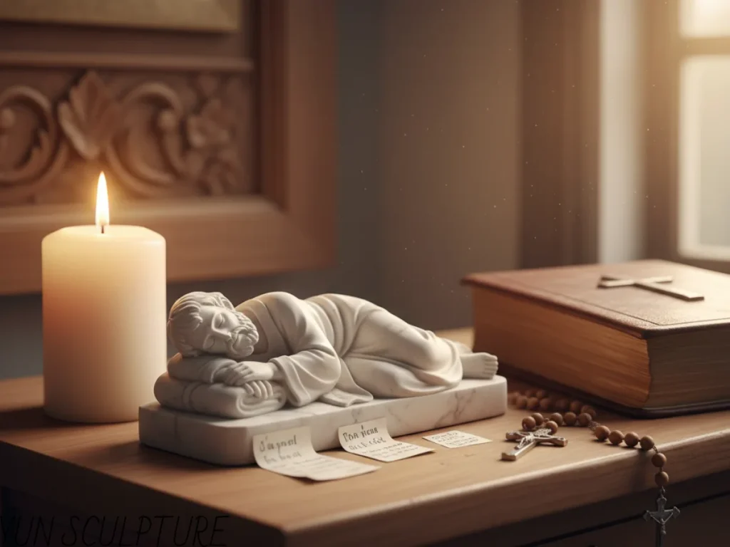 pope francis sleeping st joseph statue marble written prayers