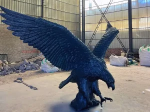 Large bronze eagle sculpture with wings